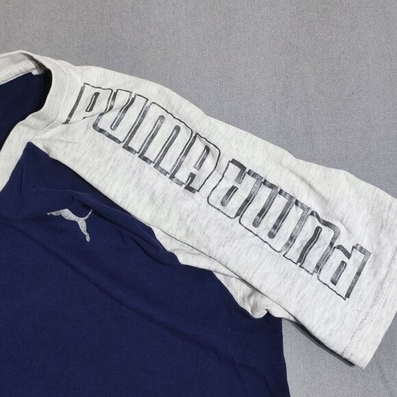 Puma short sleeve T-shirt boys size XL (18-20) blue white printed sleeves - Picture 5 of 7